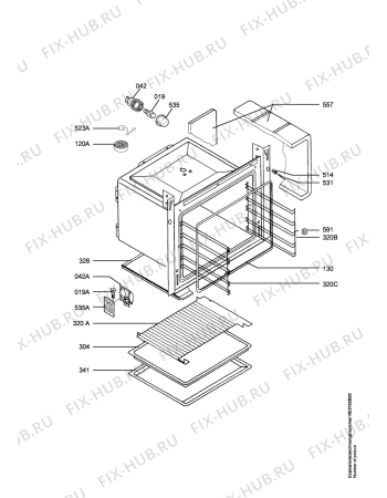 Взрыв-схема плиты (духовки) Electrolux EON6630X  EU R05 - Схема узла Oven